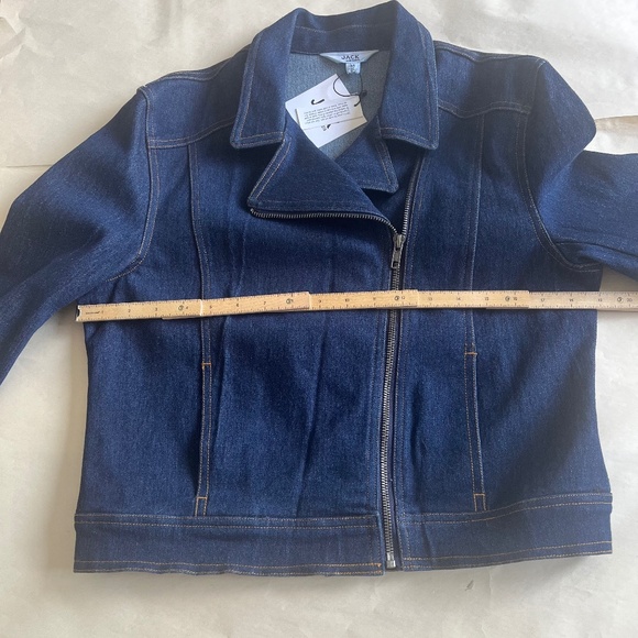 NWT BB Dakota Moto Style Jean Denim Zip Casual Biker Dark Blue Jacket Medium - Picture 9 of 10